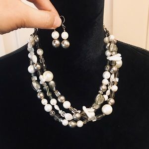 Stunning Hand beaded Necklace and Earrings